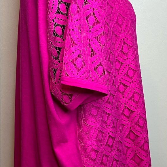 Jones New York Signature Woman 3X Fuschia Lined Lace Shirt - Picture 6 of 10